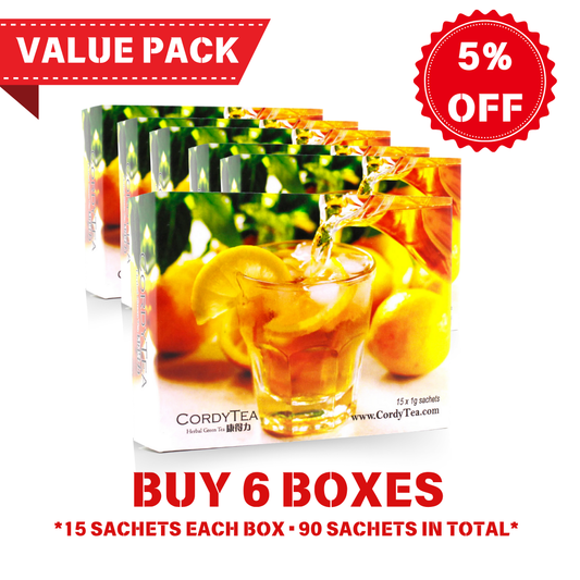 B. CordyTea x 6 Boxes (5% bulk discount)